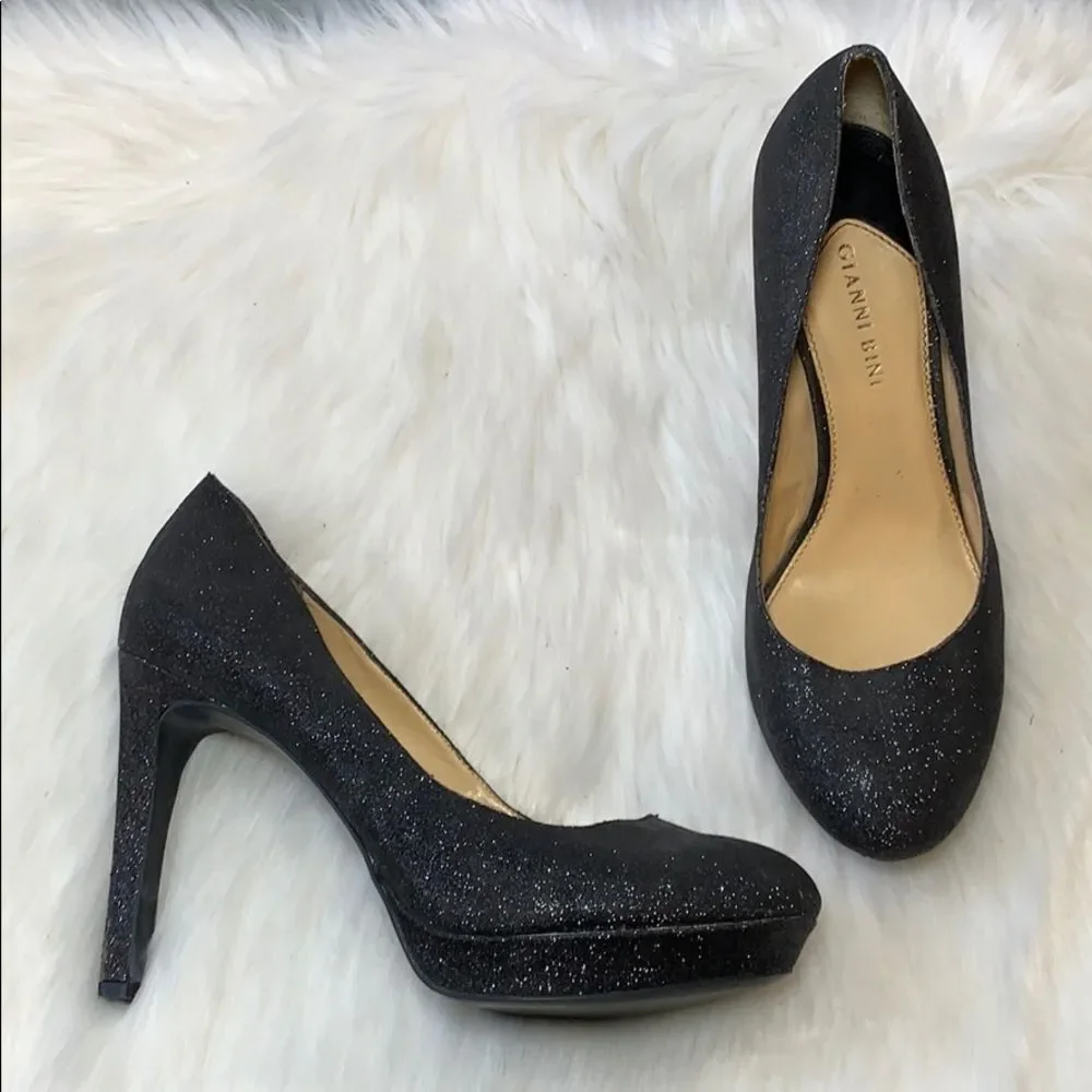 Gianni Bini‎ Black Sparkly Platform Pumps Size 9.5